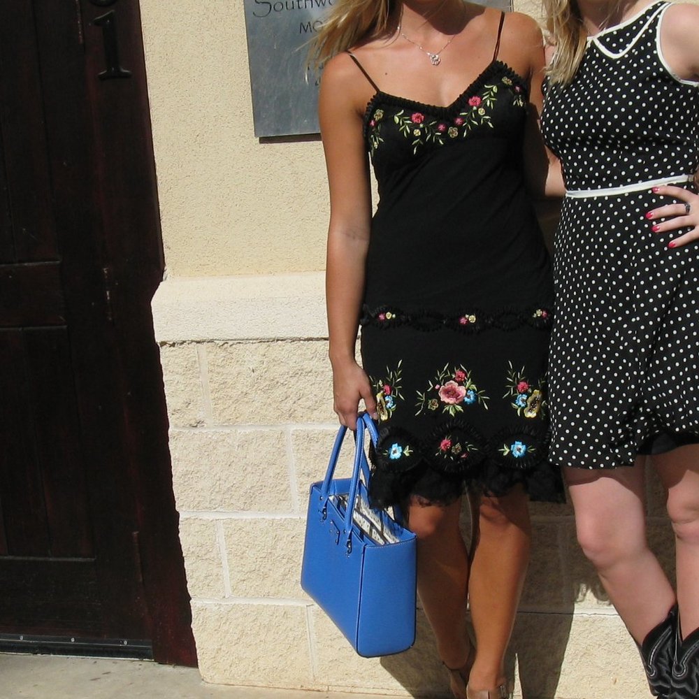 Black Cocktail Dress with Flower Detail